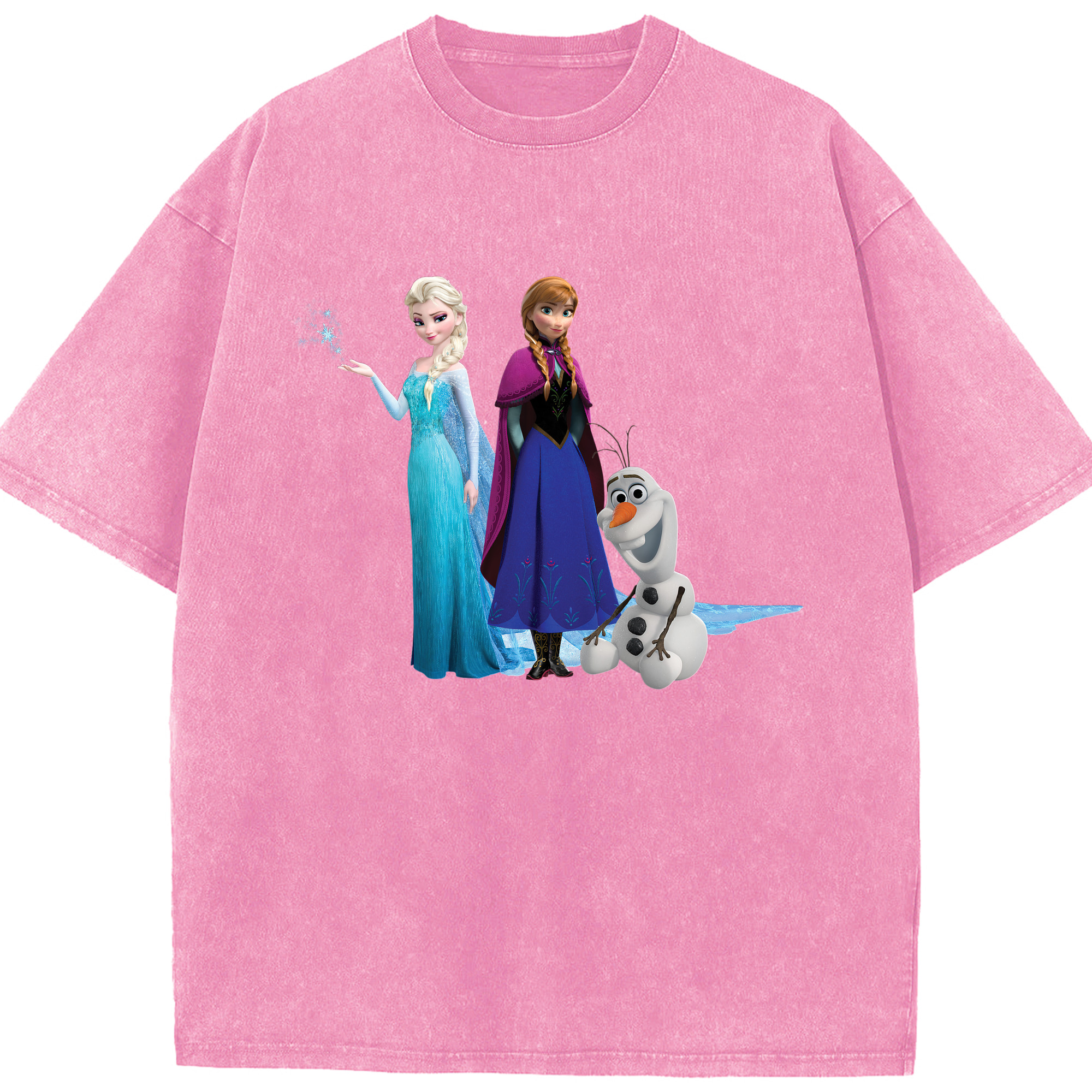 （画像用） アナと雪の女王 アンナ エルサ Frozen Anna Elsa 綿100% ヴィンテージ風 半袖Tシャツ（フロントプリント）